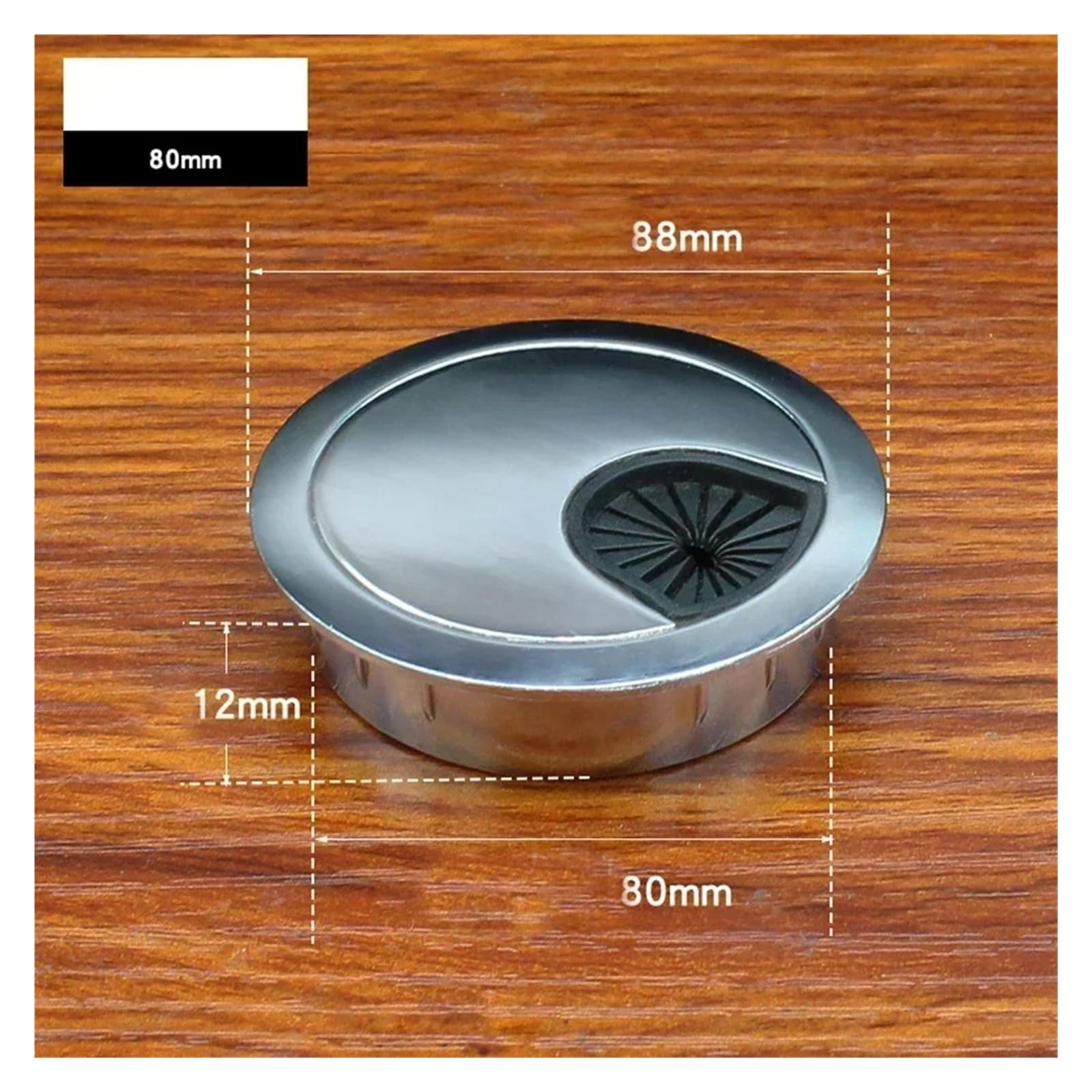Kable na biurko 50/60/80 mm, do organizera biurowego (srebrny, 80 mm)