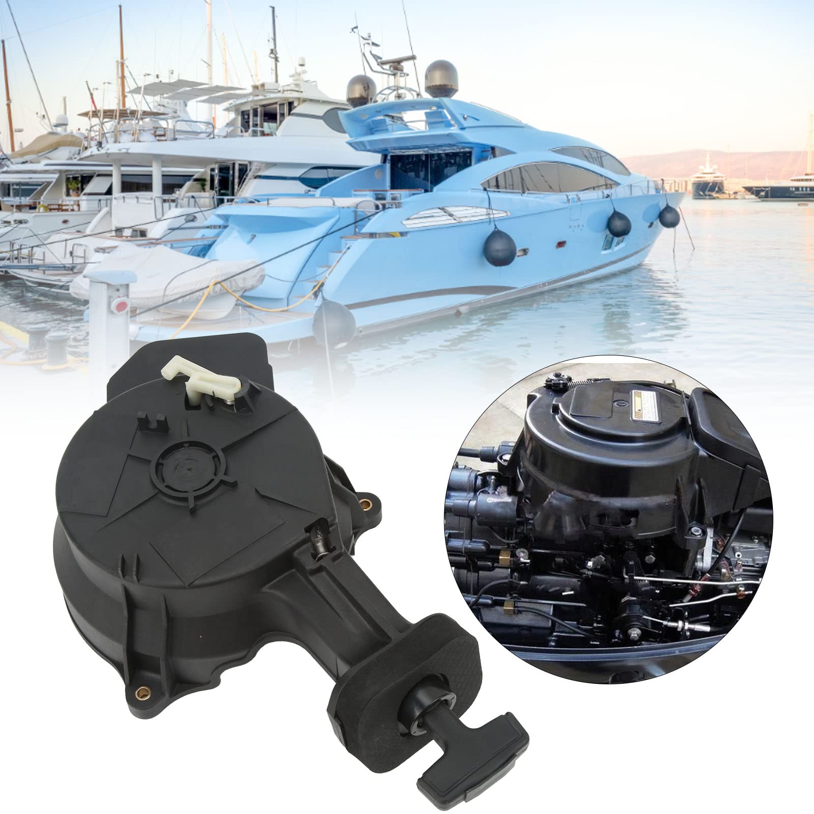 Avviamento a Strappo Premium di Ricambio per Barche Marine a 4 Tempi - Costruzione in Plastica - per Motori Fuoribordo di Barche a Motore - Accessori Essenziali per