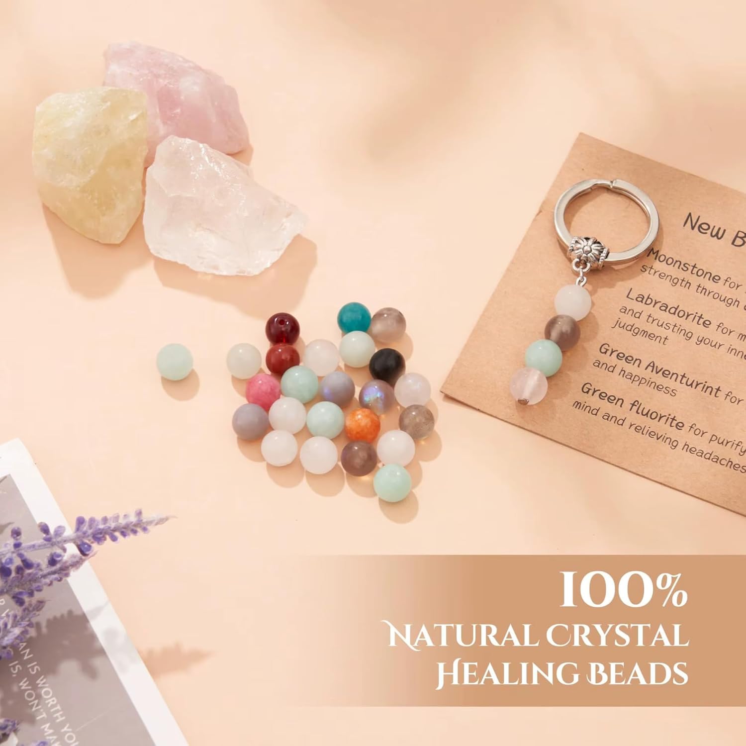 Crystal Healing Stone Keychain Gift for Women, Cute Best Friend, Coworker, Teacher, Nurse, Retirement, Farewell, Going Away, Housewarming, New Job Accessories, Good Luck Key Chains ( Anxiety Relief ) - Image 4