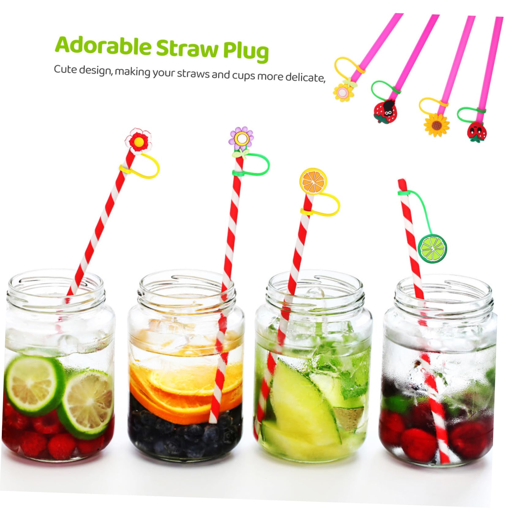 5 Sätze Staubhülle Aus Silikon Strohhalme Kappen Strohhalm – Wiederverwendbar Mit Stroh Strohhalme Wiederverwendbar Stopper Musterteil Pvc-weichkleber 10 Stück * 5