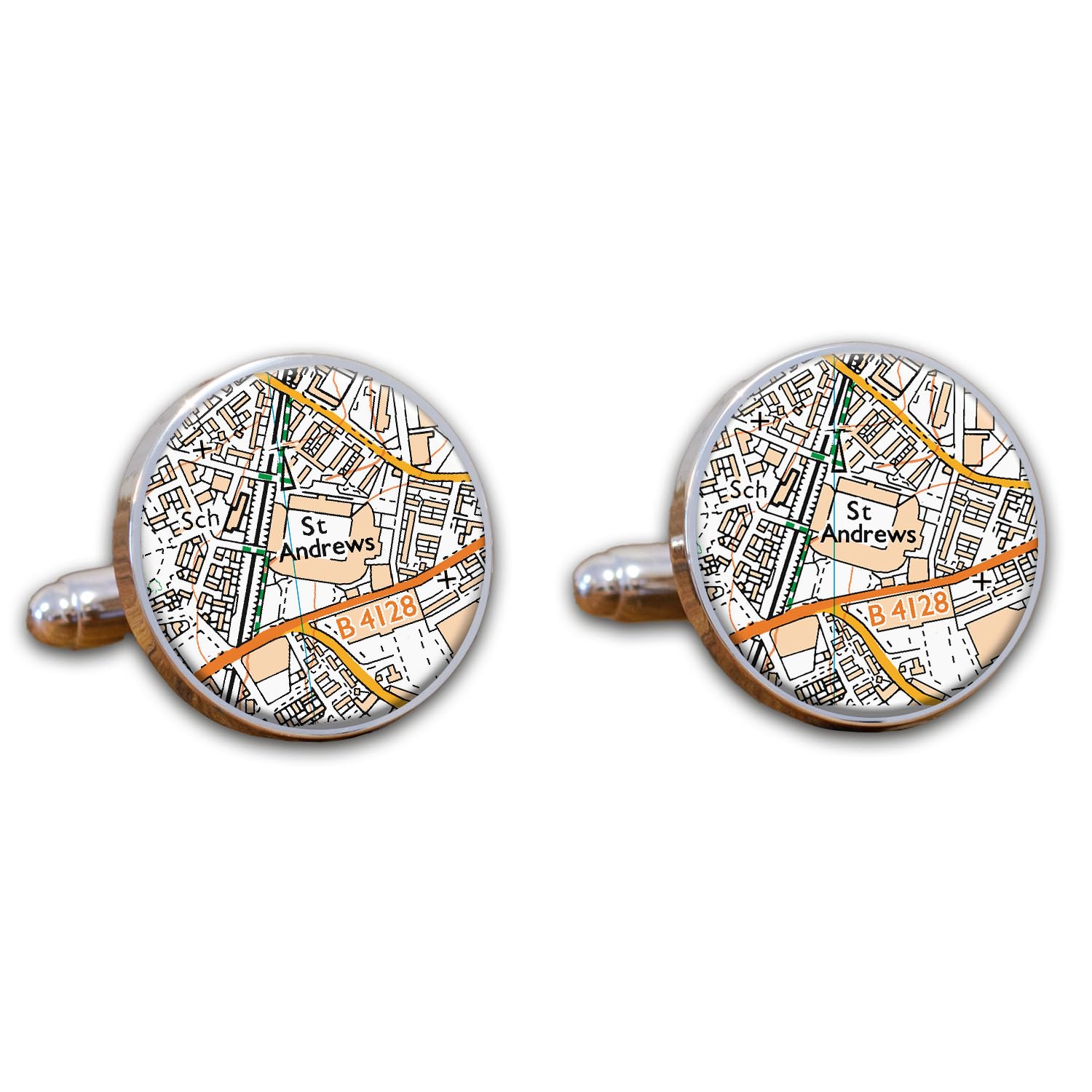 Football Stadium Map Cufflinks, Birmingham City Ground Map Cuff links, St Andrews Map Cufflinks, Round Football Cuff Links