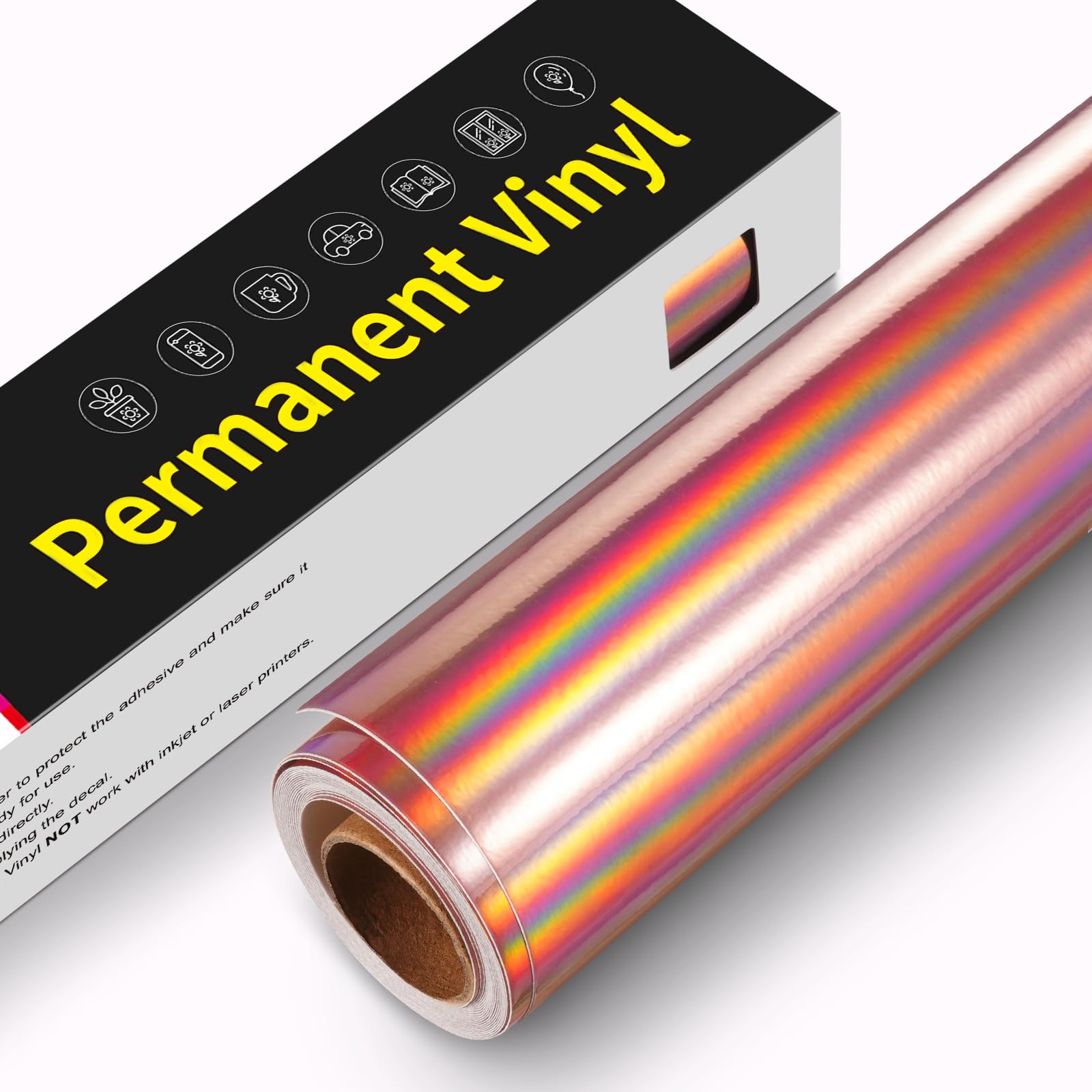 Selbstklebende Vinylfolie Plotter - 30,5 cm x 305 cm Wasserfeste Selbstklebende Plotterfolie Vinyl, Permanente Vinyl Rollen für Cricut, Silhouette Cameo, Scrapbooking