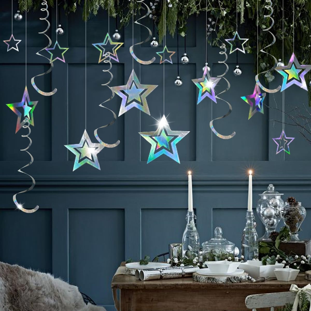 Amazon.com: Iridescent Star Party Decoration, 12pcs Twinkle Holographic ...