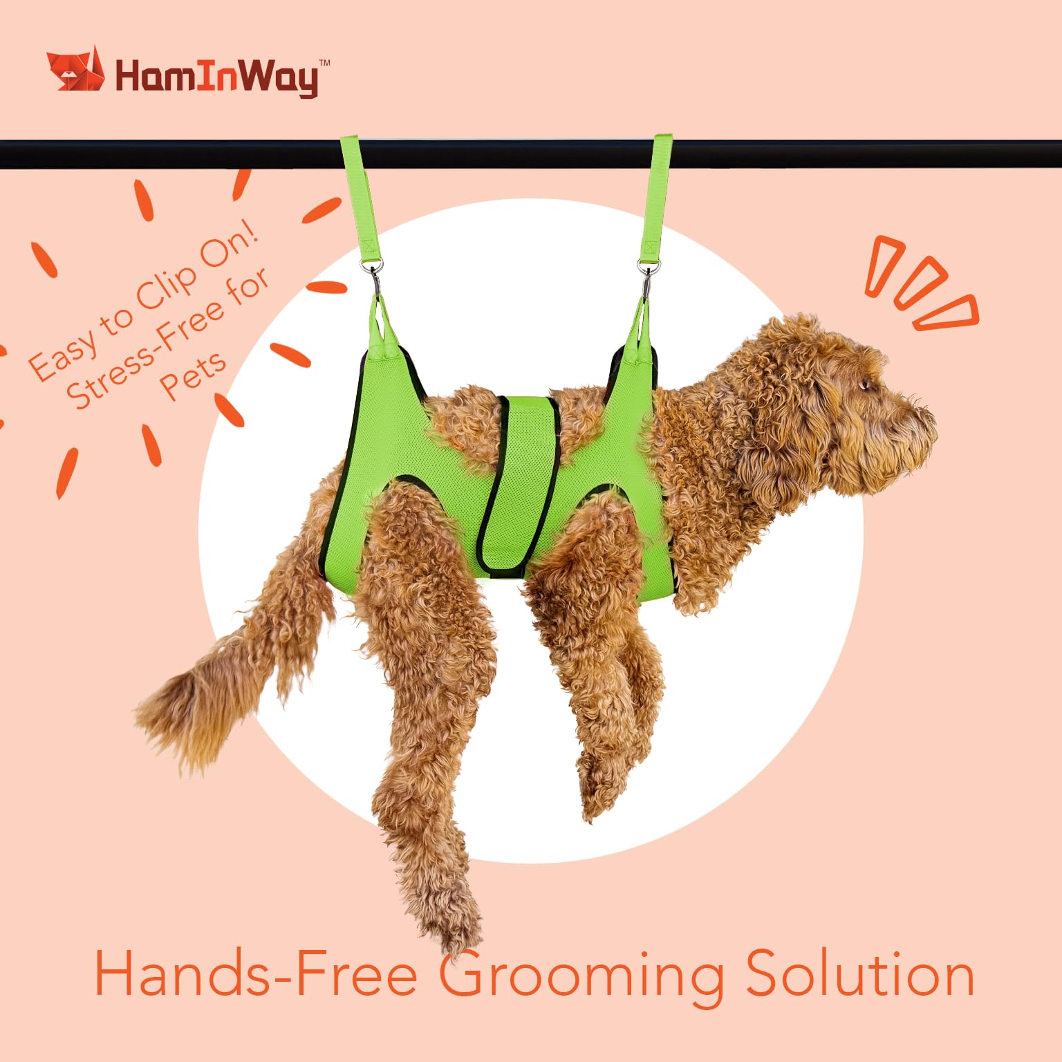 PawsUp Haustierpflege-Hängematten-Set für große Hunde, 4-in-1 professionelles Pflegeschlinge zum Nageltrimmen, inklusive robustem Clipper, Nagelfeile und Stahlkamm, Grün