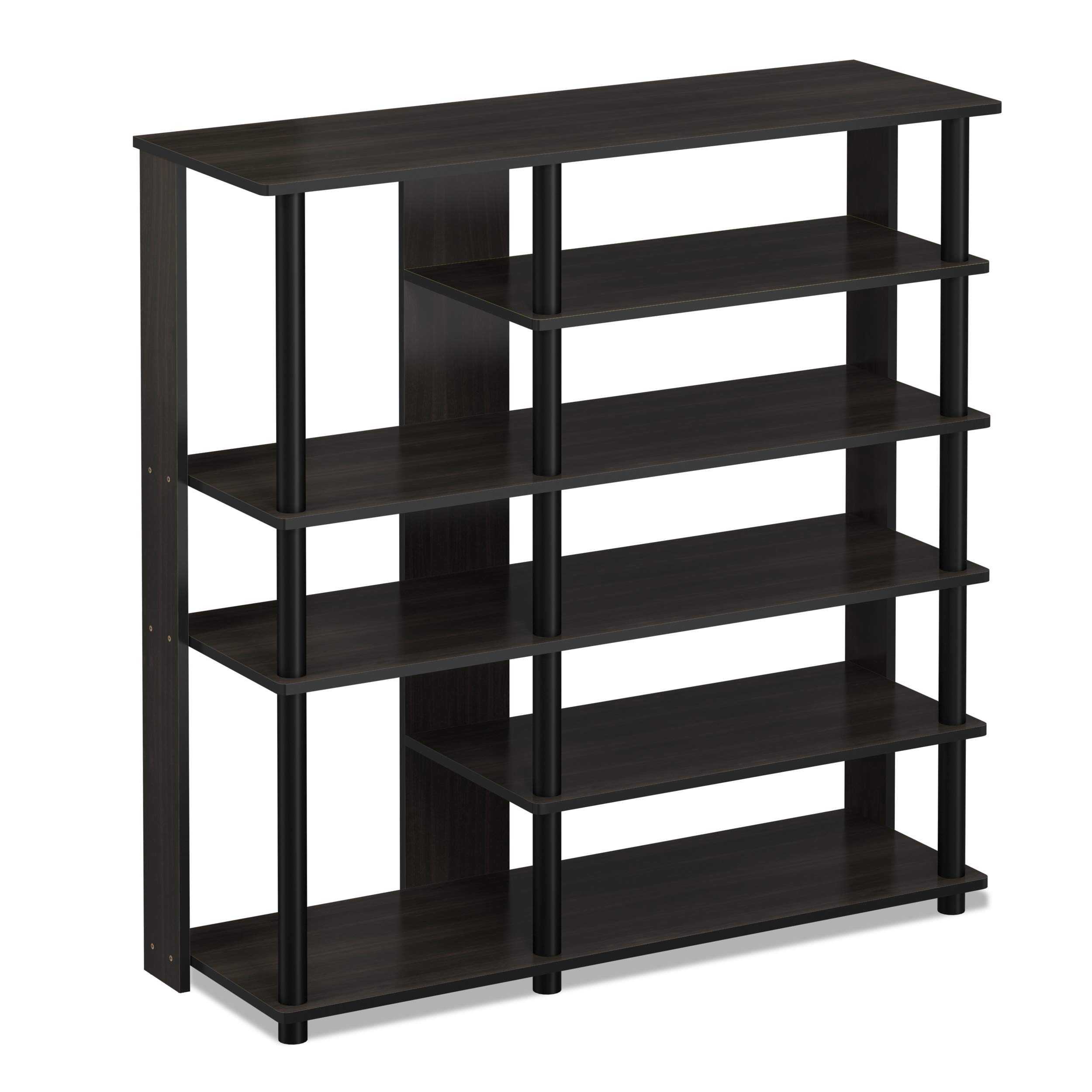 FURINNO Turn-N-Tube Multi Storage Shoe Rack, 35.2"W 6-Tier, Espresso/Black,17082EX/BK