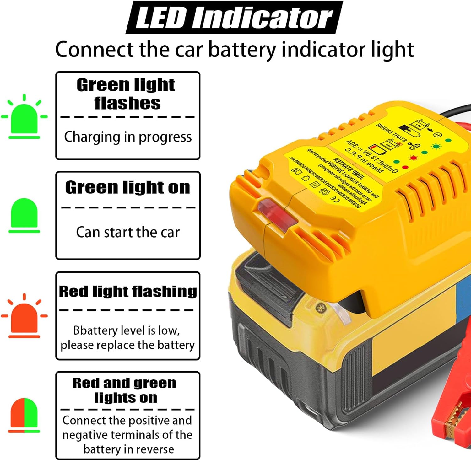 Portable Car Starter for DCB Series 20 60V Li Battery, Automotive Battery, 12V