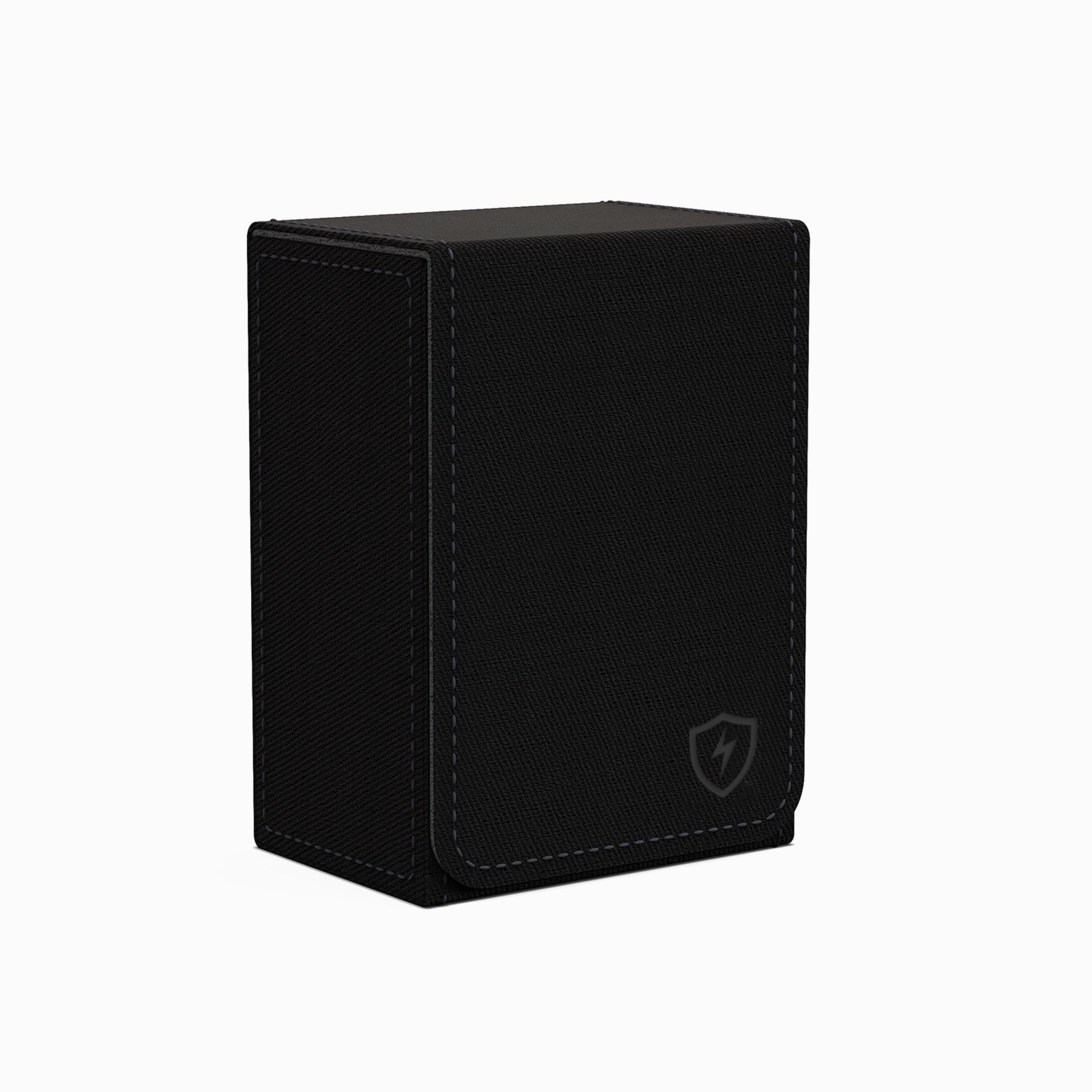 Boltquan Double Decker Leather Poker Card Case - Holds Two Sets of Poker Size Cards - Premium Dual-Deck Holder with Stylish Design and Secure Closure (Black-Grey)