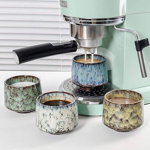 Vista 27 de Juego de tazas de café de cerámica, tazas de café One Shot, tazas de café pequeñas de doble pared Demitasse para expreso, juego de tazas de café