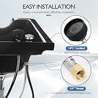 Vista 2 de Cabezal rociador de tazón de champú certificado por UPC con manguera de goma negra, pieza de repuesto profesional para fregadero de salón