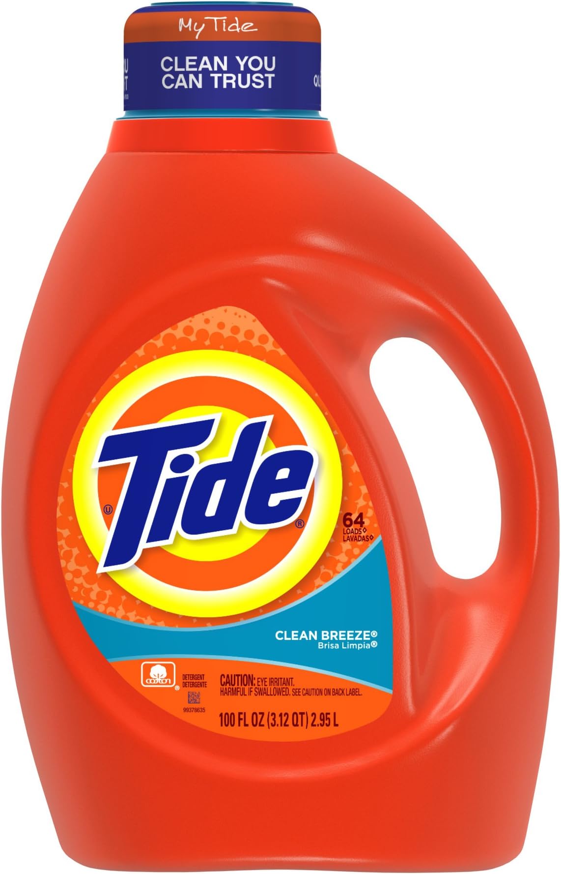 Tide Clean Breeze Scent with Actilift, 100-Ounce Bottles (Pack of 4)