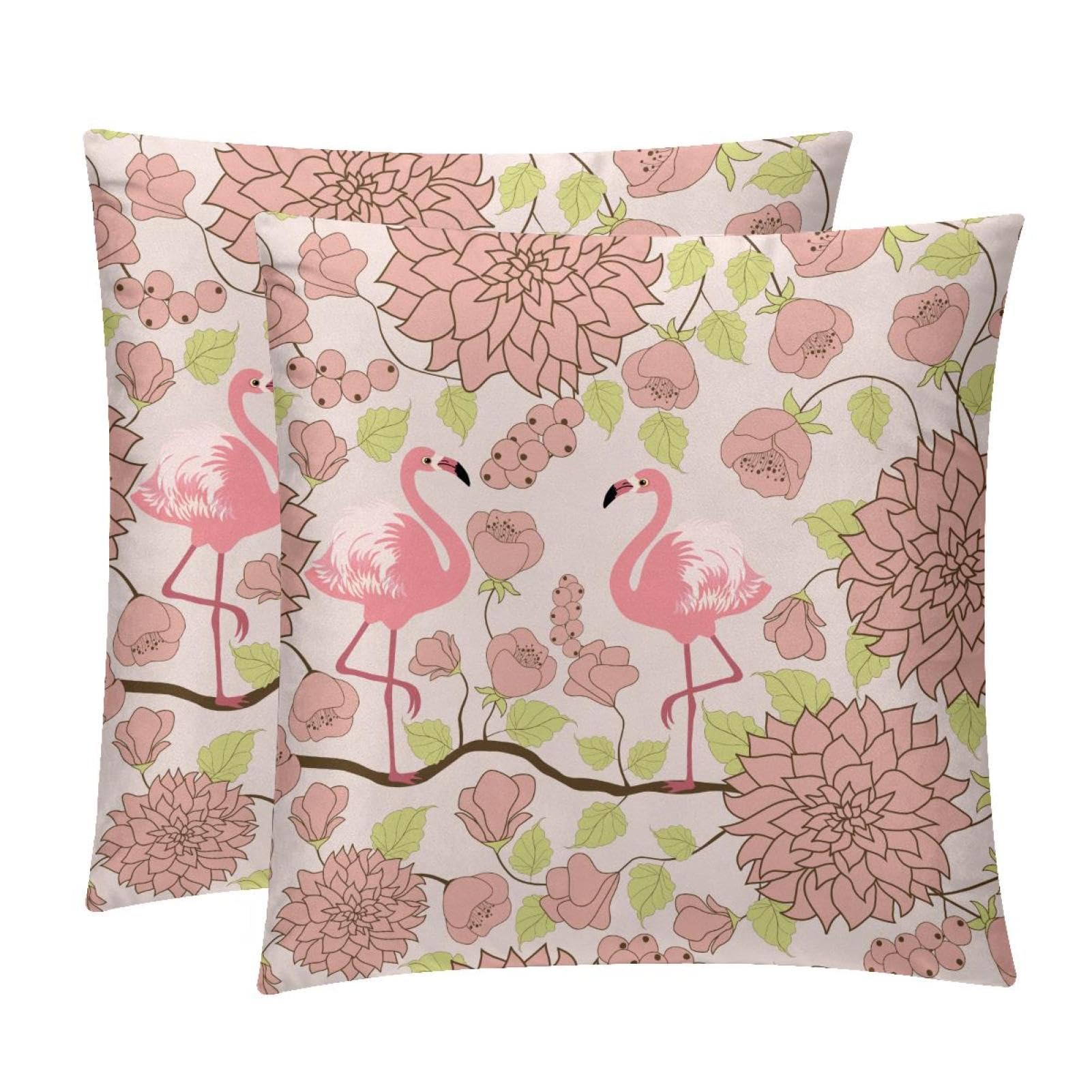 TDGKPZ Pink Flamingo Throw Pillow Covers 2 Pack Cushion Cases Decorative Pillow Cases Home Decor 45x45cm