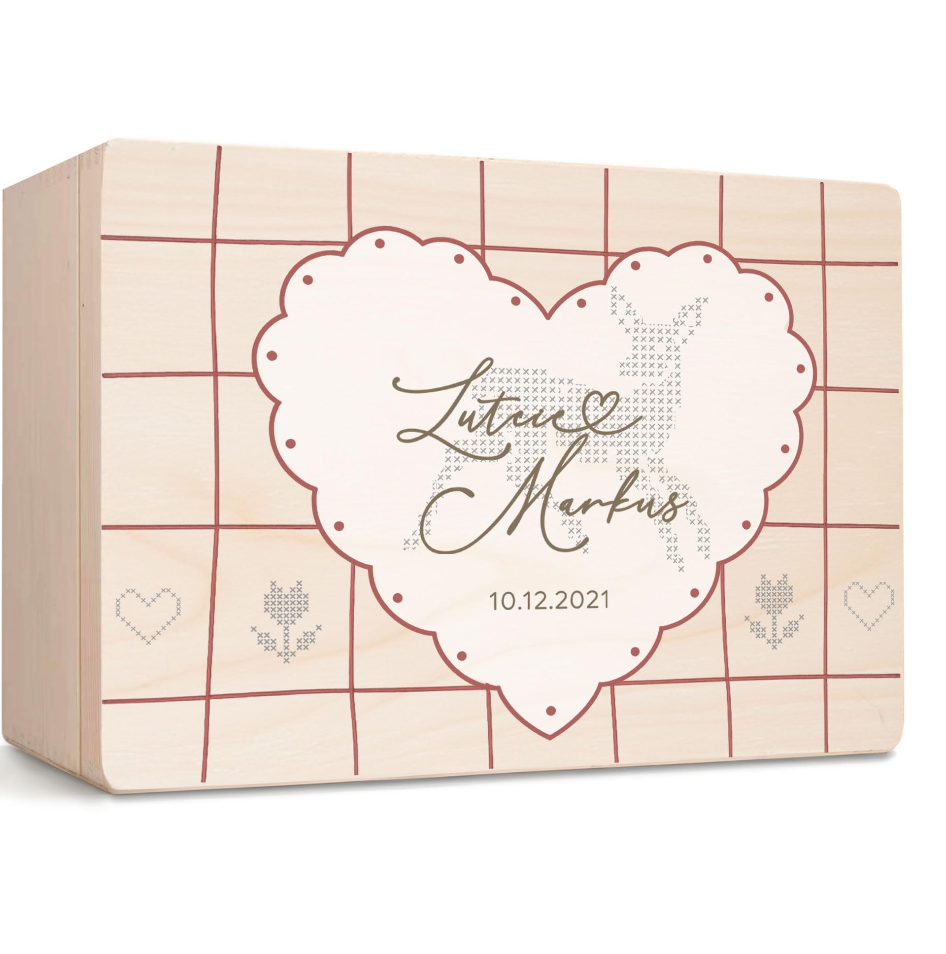 Little Deco Erinnerungskiste, Holzkiste mit Deckel, Geldgeschenk Hochzeit, Geschenkbox Liebe, Liebesgeschenk, Schatzkiste, Hochzeitsgeschenk für Brautpaar, Aufbewahrungsbox XHL1196-04