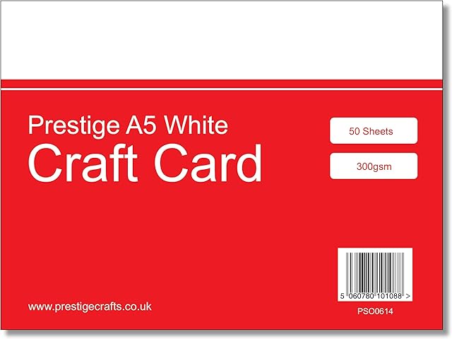 Prestige A5 White 300gsm Card for Crafting Card Pack x 50 Sheets