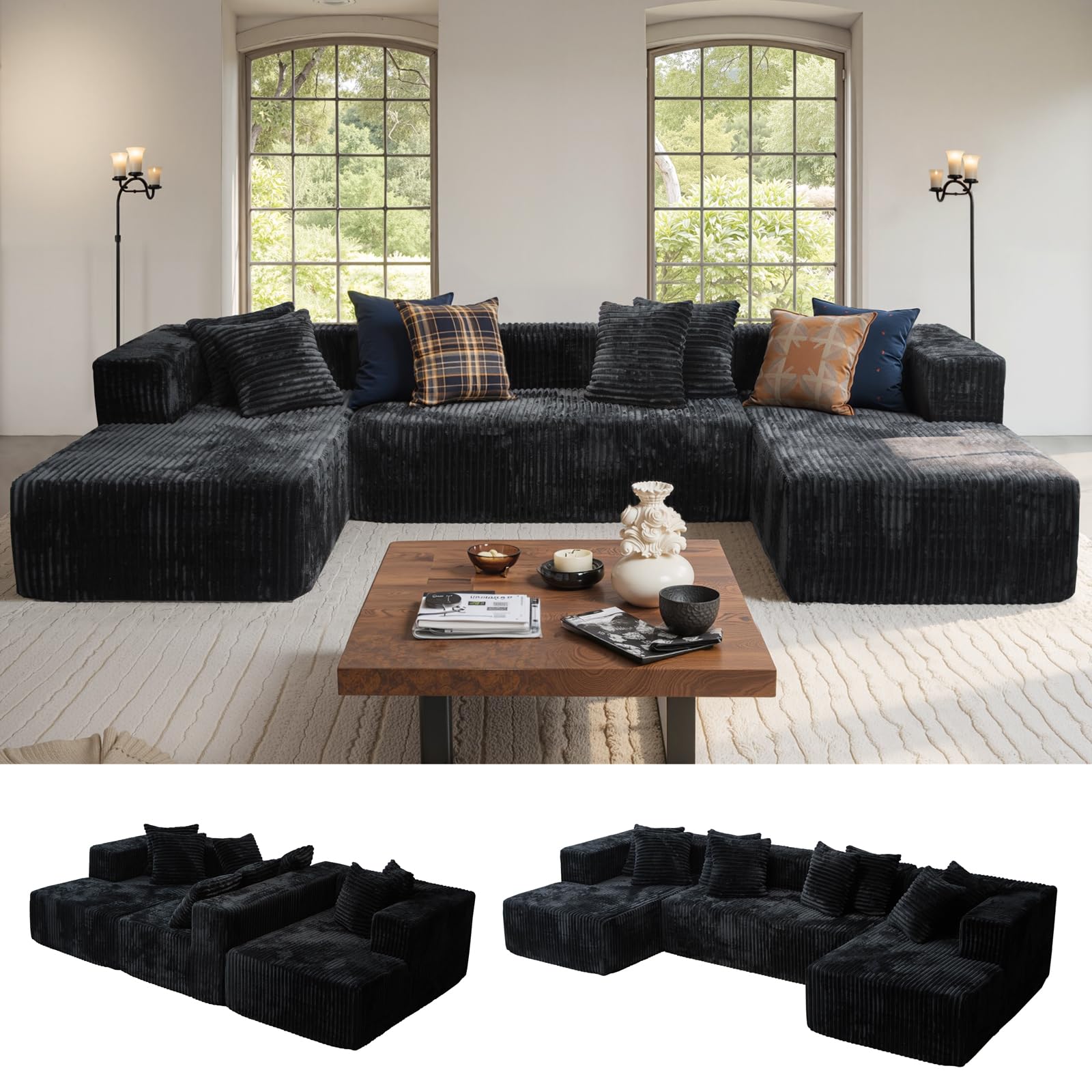 Kelyda 130'' U Shaped Cloud Sectional