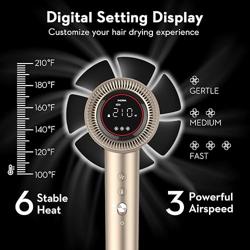 Miniatura 4 de Secador de pelo, secador iónico negativo de 110, motor sin escobillas de 000 RPM para secado rápido, secador de pelo de bajo ruido de alta velocidad