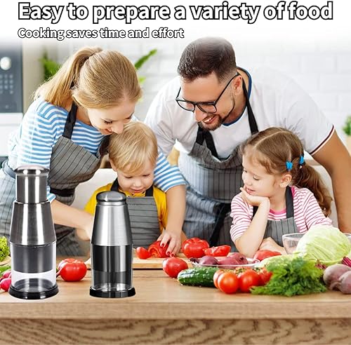 Miniatura 6 de Picadora multifuncional de ajo de acero inoxidable, prensa de cebolla, picadora manual de verduras, fácil limpieza, plata