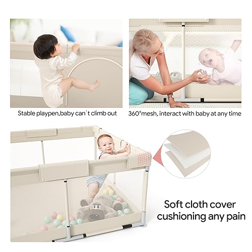 Miniatura 4 de Fodoss Baby Playpen, 71x47inch Large Playpen for Babies and Toddlers, Indoor & Outdoor Play Yard, Baby Fence Play Area