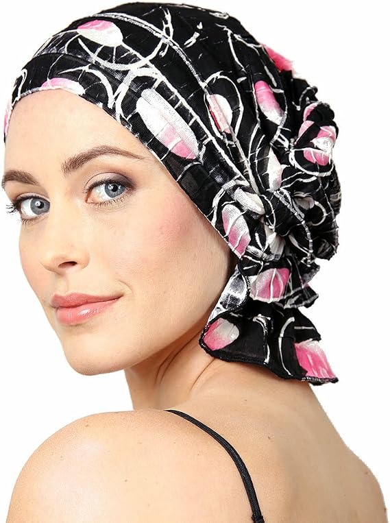 Delia By Chemo Beanies,Black Floral,One 