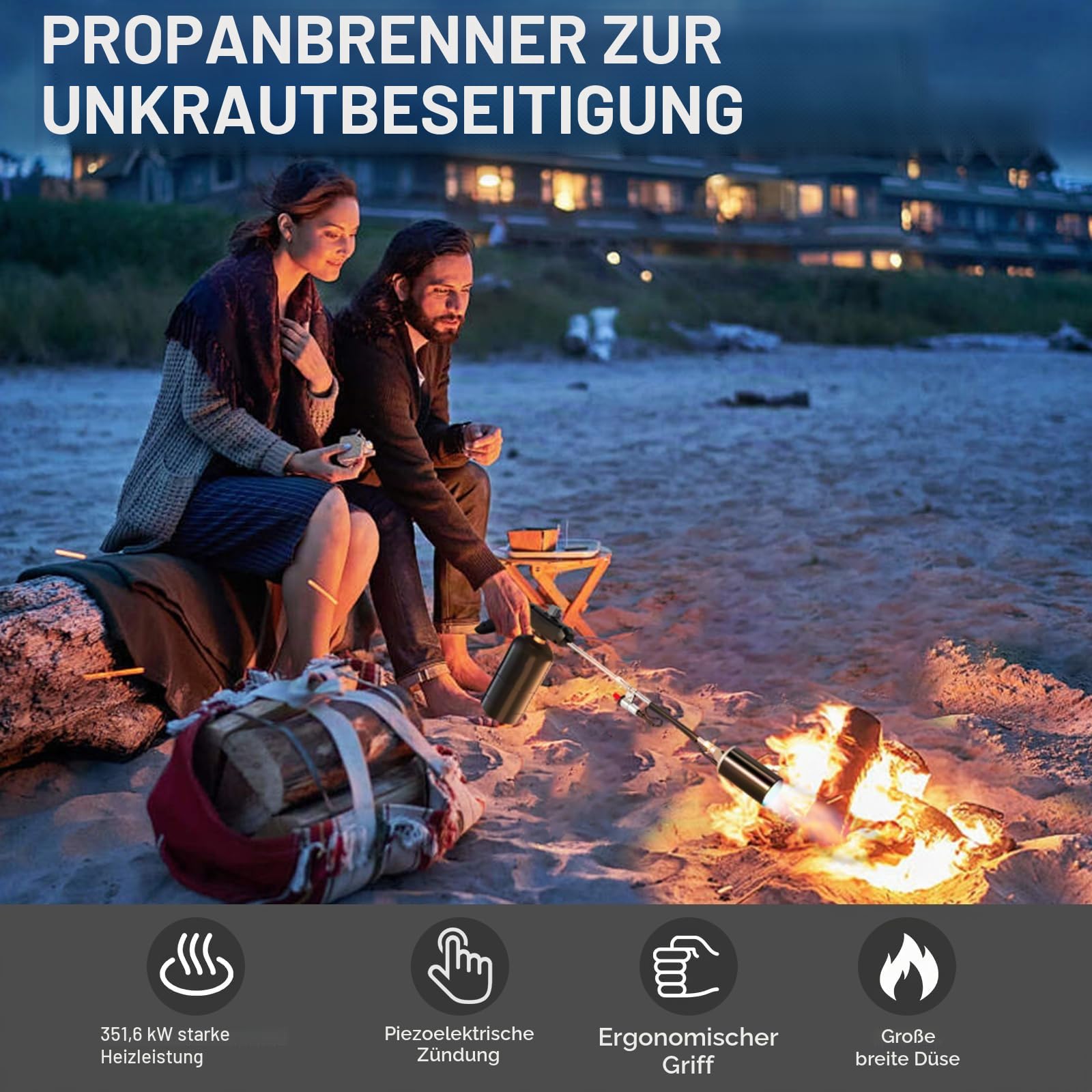 Propan Fackel Unkraut Brenner, 1.200.000 BTU High Output Unkraut Fackel Flammenwerfer, Blas Fackel mit Flammensteuerung und 30 "abnehmbaren langen Arm für Garten Holz Eis Schnee Straße Unkraut
