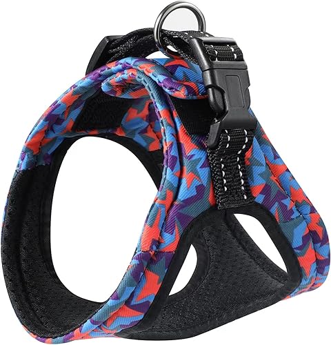 Arnés de chaleco para perro, velcro ajustable sin tirones con almohadilla de esponja suave y asa reflectante, ganchos de correa de metal para perros