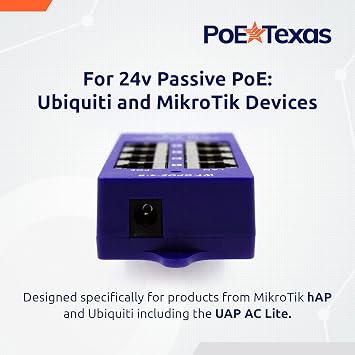 PoE Texas 4-Port 24V Passive PoE Injector with 30W Supply | 24V 30W UL/FCC Certified Power Supply - Gigabit Injector - Passive Power Over Ethernet Multi Port PoE Adapter for Ubiquiti