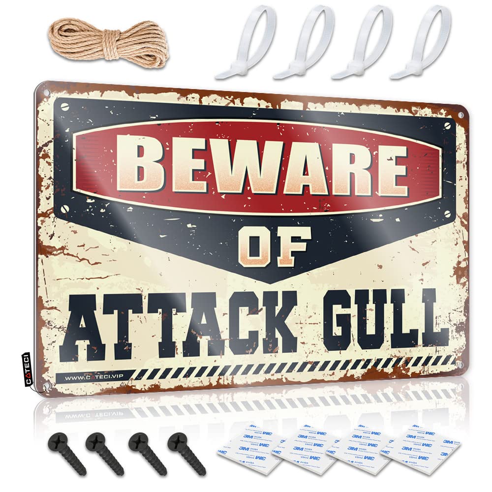 Ztbbdnqha One Color Metal Signs For Outside Home Decor Beware Of Attack Gull Tin Sign Beer Limit Sign Metal Decor For Home Bar(30X40cm)