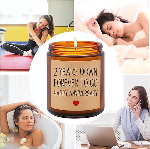Miniatura 3 de Vela perfumada  Regalo de vela de aniversario de 2 años para pareja, regalo de feliz segundo aniversario para él, ella, novio, novia, marido,