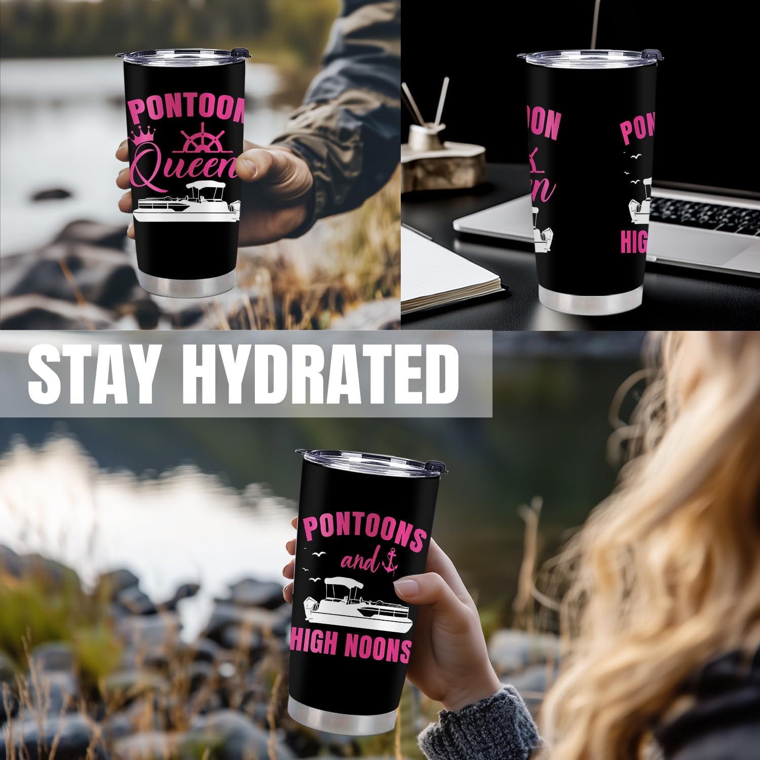 Pontoon Boat Gifts for Women - Lake Lover Stainless Steel Vacuum Insulated Tumbler 20 Oz - Image 6