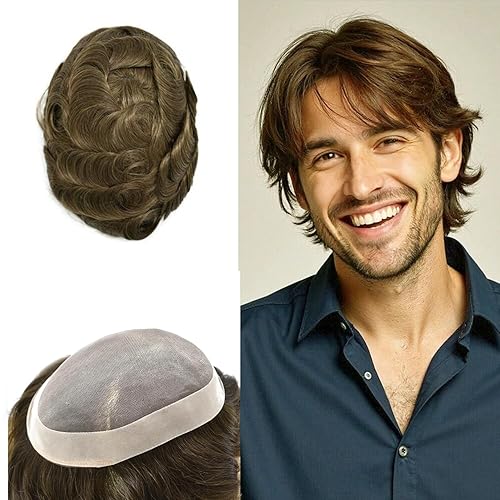 Miniatura 9 de Mens Toupee Hair Piece For Men Fine Mono Men Hair System Toupee For Men Hair Piece Real Human Hair System For Men Protesis Capilar Para Hombre 6x9