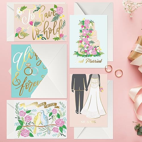 Miniatura 8 de Sweetzer & Orange Paquete de felicitaciones de tarjetas de boda surtidas más tarjetas de compromiso con sobres. Juego de 10 notas de felicitación.