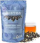 JusTea CREAM EARL GREY | Loose Leaf Black Tea | Recyclable Refill Pouch | 40+ Cups (90g) | High Caffeine | Award-Winning | Fair Trade | Non-GMO