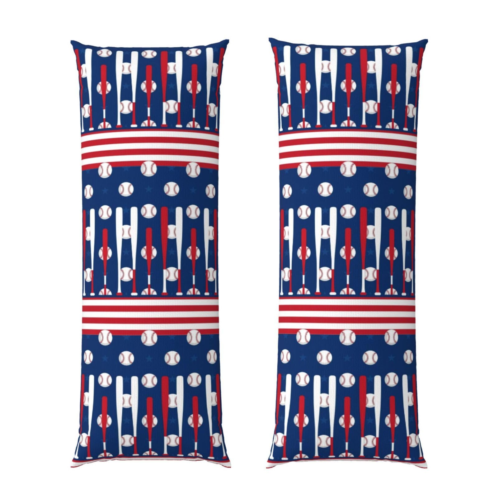 Body Pillow Protector 20x60 Baseball Sport American Flag, Ultra Soft Zippered Pillow Cover, Breathable Cozy Fabric, Machine Washable for Bed Sofa Couch