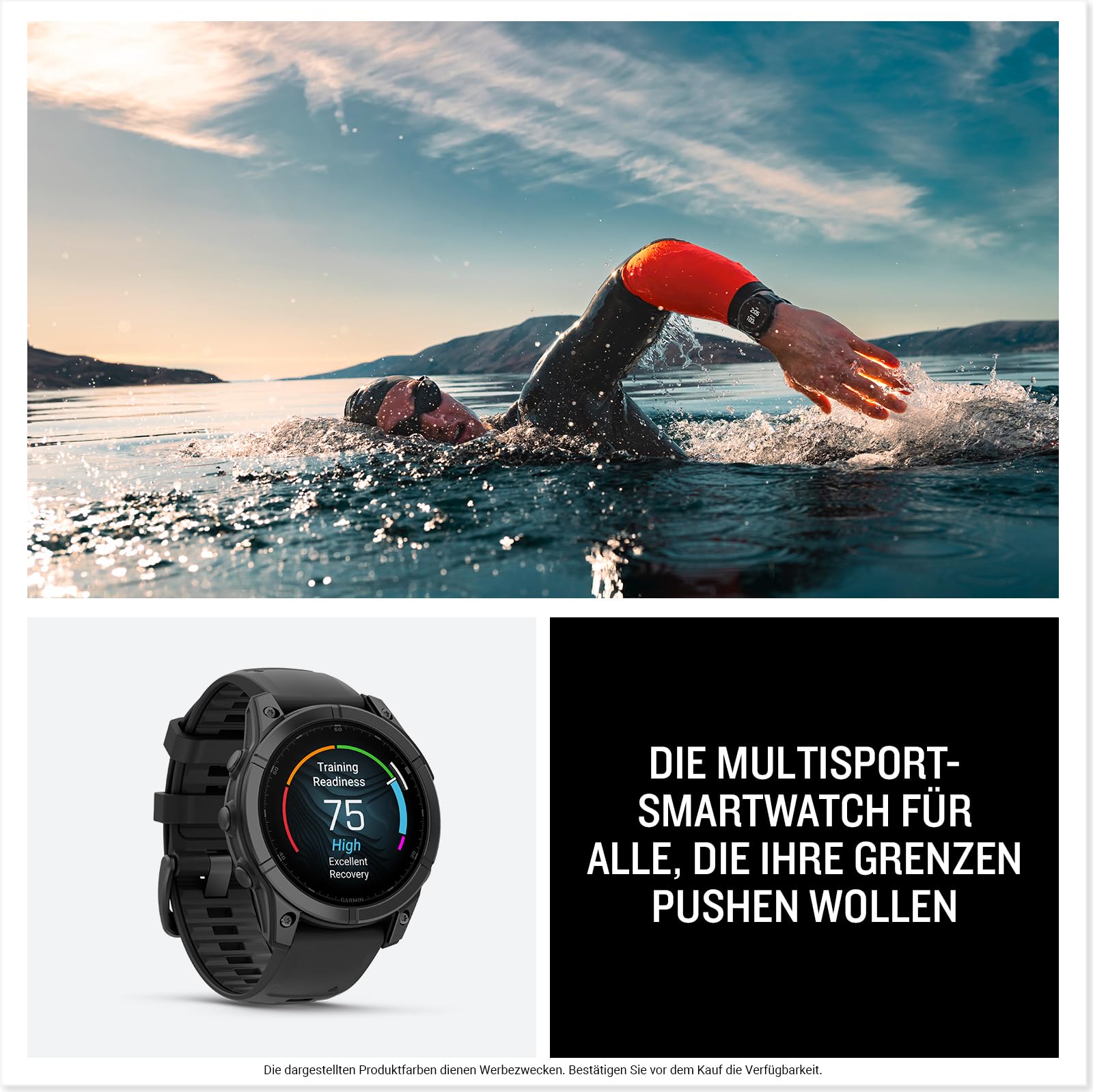Garmin Fenix E, 47 mm, GPS-Multisport-Smartwatch, Schwarz/Schiefergrau | AMOLED Display, bis zu 16 Tage Akkulaufzeit, 80+ Sport-Apps, internationale Topokarten, Trainingspläne, Silikonarmband