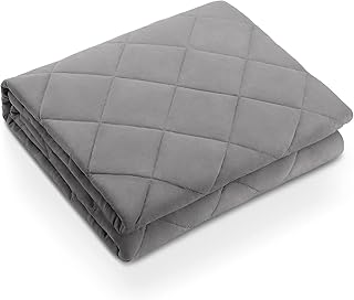 Weighted Blanket Twin Size 15 lbs for Adults (48" x 72", Grey) Cooling Breathable Heavy Blanket Microfiber Material with N...