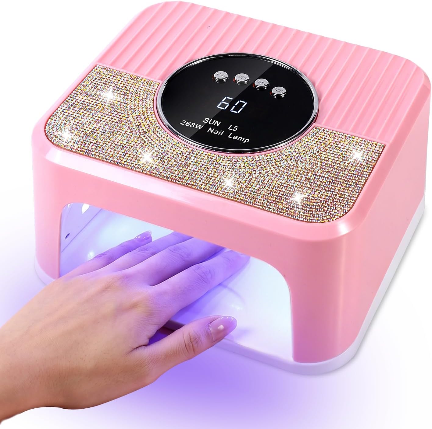 268W UV LED Nail Lamp with 4 Timers, Professional Gel Nail Dryer for Home Salon Use, Pink, for DIY Nail Art Enthusiasts and Beginners(Pink)