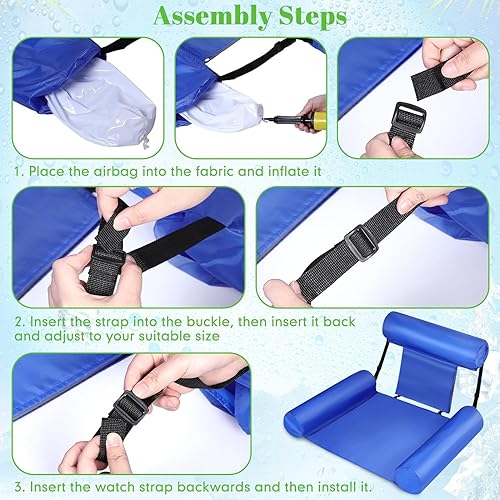 Miniatura 3 de Paquete de 4 flotadores de piscina para adultos, hamaca inflable, silla de descanso para piscina, playa, fiesta, lago, verano