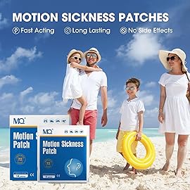 MQ 84ct Motion Sickness Patches Non Drowsy, Sea Sickness Patches for Cruise Travel Essentials, Waterproof Patch Behind Ear for Car Airplane Altitude Sickness, Long Last 72H