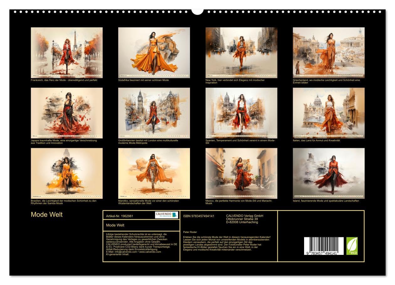 Mode Welt (hochwertiger Premium Wandkalender 2026 DIN A2 quer), Kunstdruck in Hochglanz: Die schönste Mode der Welt