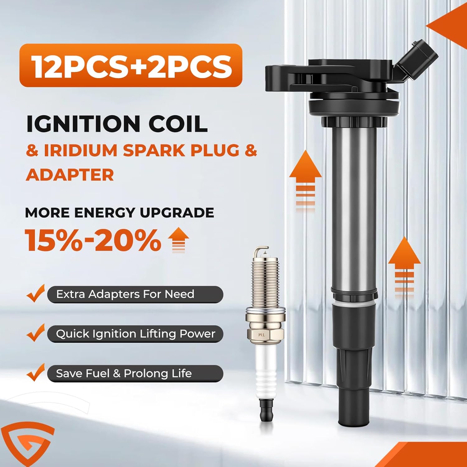 Iridium Spark Plug Ignition Coil Pack UF596 4 Set, Fit For Toyota Corolla S Matrix Prius 2012 2013 2014 CT200h IM XD, Fit For Pontiac Vibe 1.8L, Replaces# UF619 90919-02258 C1714, W/Coil Adapters
