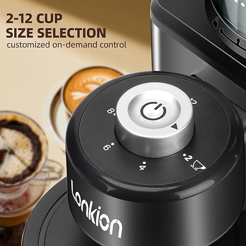 Miniatura 4 de Molinillo de café, Lonkion Molinillo de café cónico con 25 ajustes de molienda para 12 tazas, uso doméstico, diseño de gran capacidad, acero
