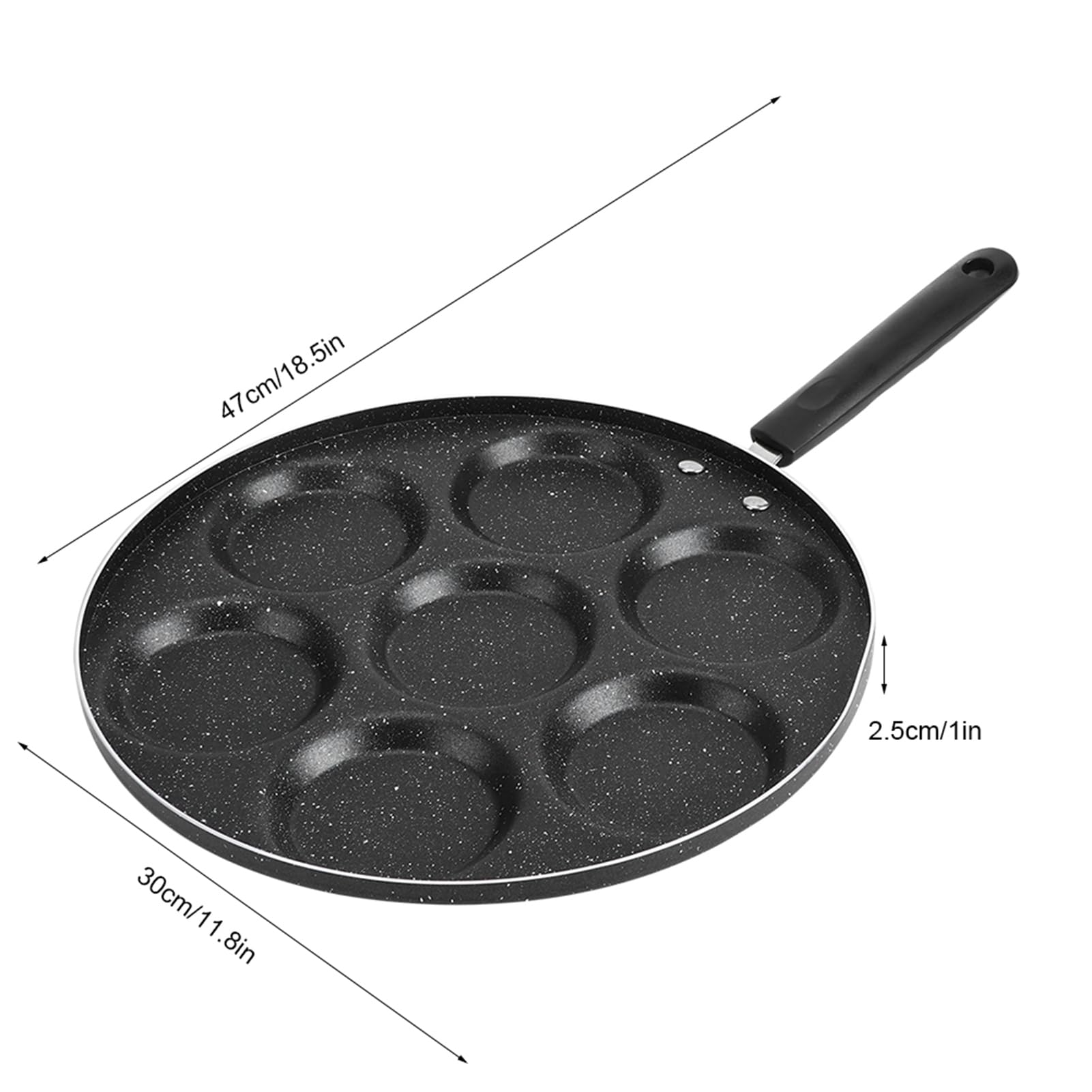 Patelnia z 7 otworami, nieprzywierająca patelnia do smażenia jajek z 7 okrągłymi formami, aluminiowa patelnia do burgerów do kuchni domowej
