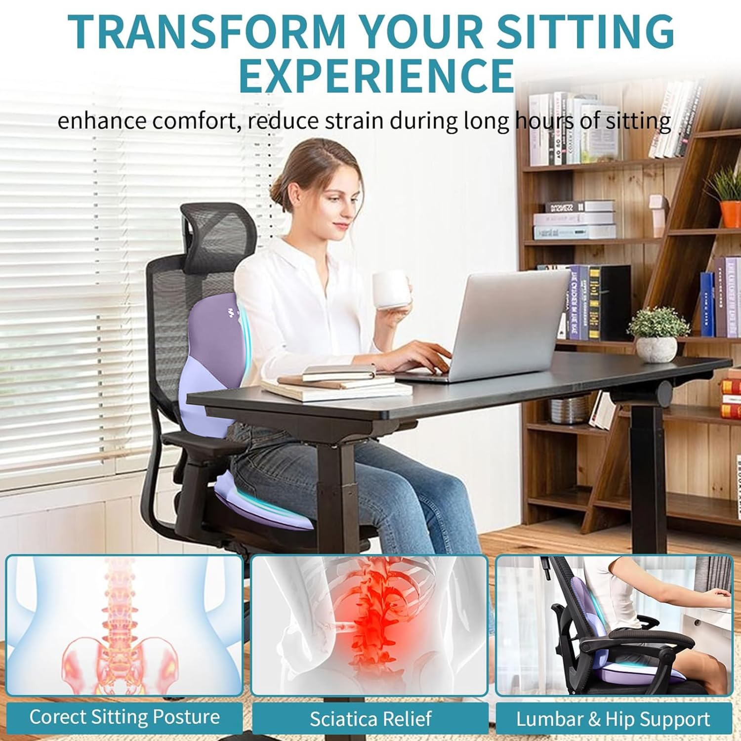 FLORICH Seat Cushion Lumbar Support Pillow for Office Chair Car Lower Back Support Ergonomic Desk Chair Pillow for — view 6