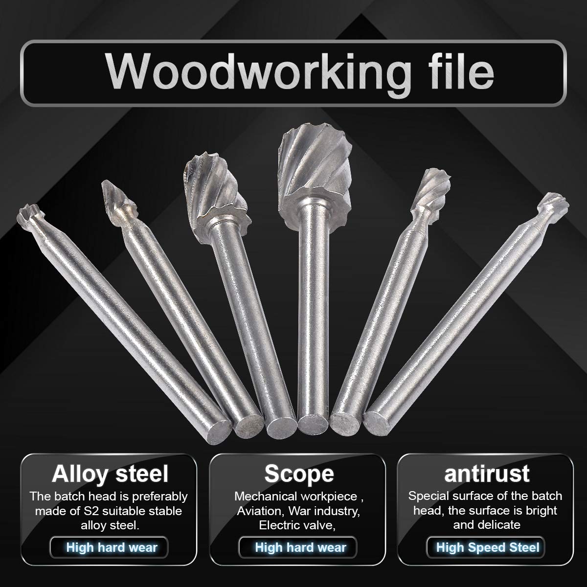 Set Di 20 Frese Rotanti, Frese In Carburo Di Tungsteno, Punte Per Fresa Dremel Con Gambo Da 3 Mm Per Lavori Di Falegnameria Fai Da Te, Intaglio, Incisione, Foratura - Foto 8