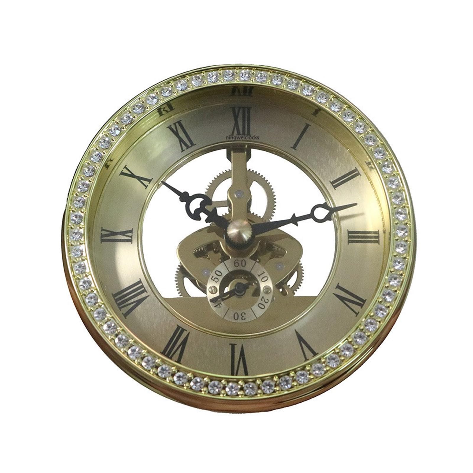YWLUUOO 100mm Crystal Clock Wrought Iron Perspective Table Clock Desk for Modern Interior Space Decoration Transparently