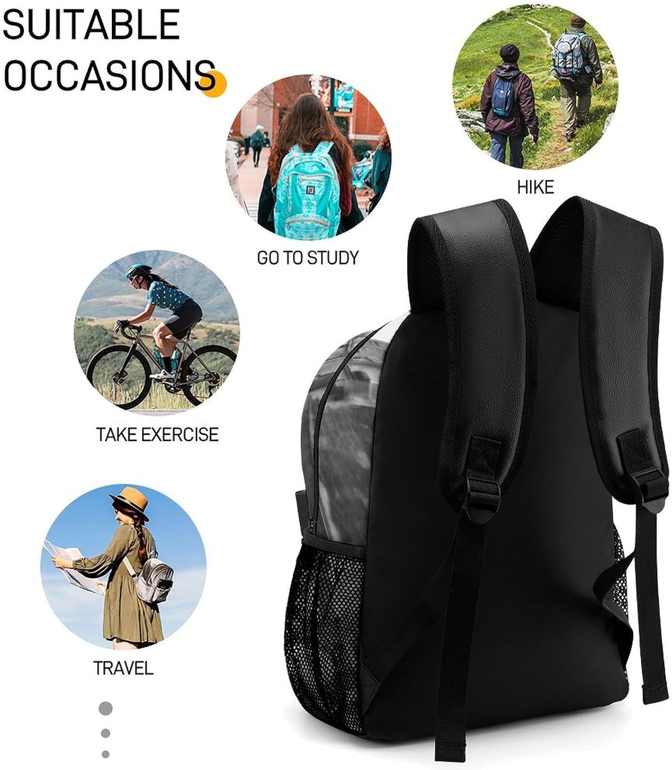 Eiffel Tower Paris Red Umbrella Lightweight Casual Backpacks Laptop Bag image 5