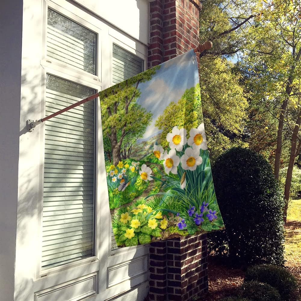 Caroline's Treasures ASAD778CHF Spring Flowers by Sarah Adams House Flag Large Porch Sleeve Pole Decorative Outside Yard Banner Artwork Wall Hanging, Polyester, House Size, Multicolor