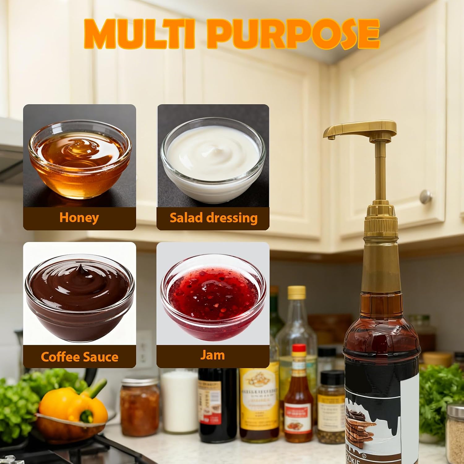 Syrup Pump Compatible with Syruvia,4Pack | Lockable Design,Coffee Syrup Pump with Precise Dispensing Compatible with Syruvia for Liquids,Pastes