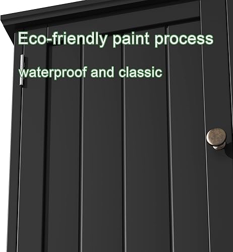 Miniatura 7 de ChooChoo Armario de baño montado en la pared de 2 puertas con 3 estantes abiertos, botiquines de madera con estante ajustable, armarios de