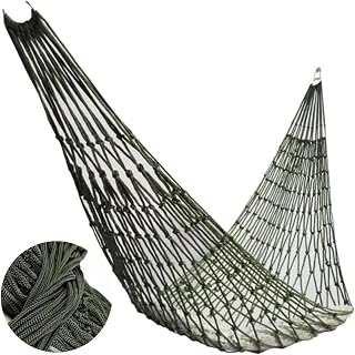 Generic Outdoor Travel Camping Sport Hammock, Outdoor Sport Hammock Net Mesh Nylon Rope Sleeping Bed Swing with Hooks for Garden Beach Yard Travel