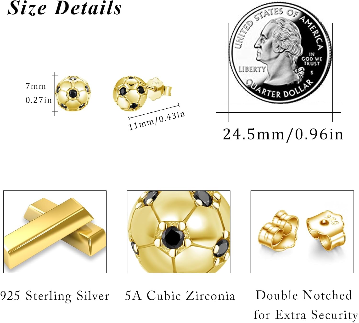 Soccer Earrings for Women 925 Sterling Silver Soccer Stud Earrings/Drop Earrings with Zircon Sports Jewelry Gifts for Women - Image 5